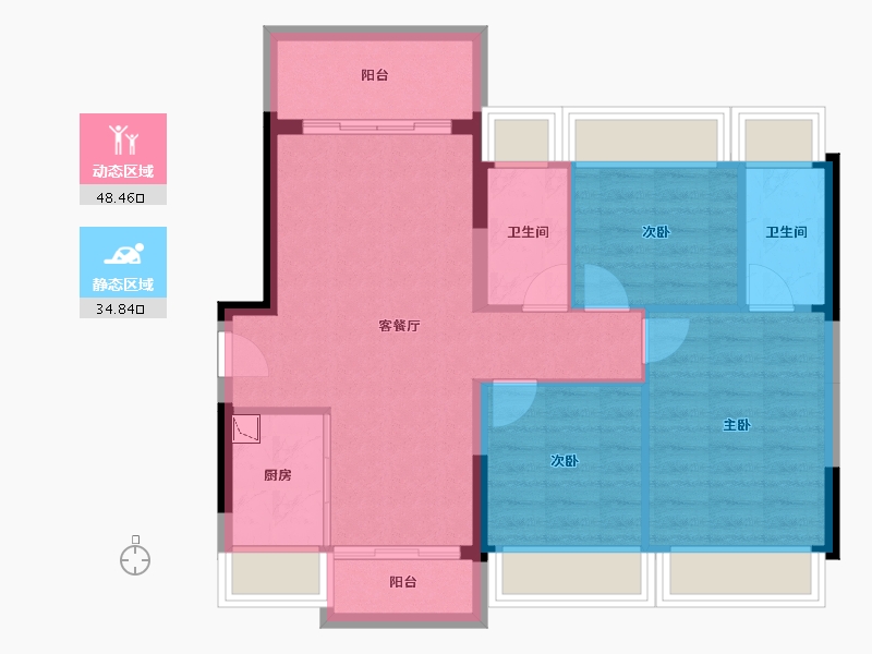 广东省-惠州市-龙光玖瑞府-74.82-户型库-动静分区