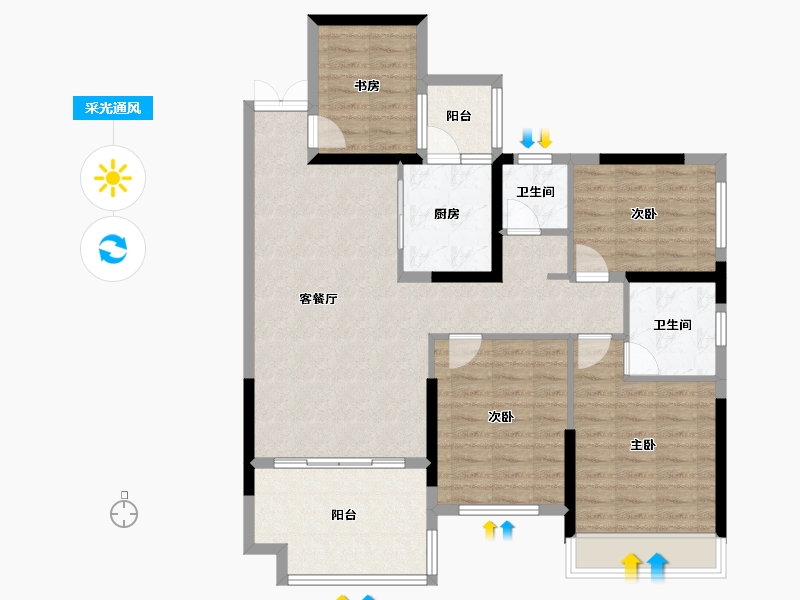 广西壮族自治区-百色市-金宸·璞悦-103.00-户型库-采光通风