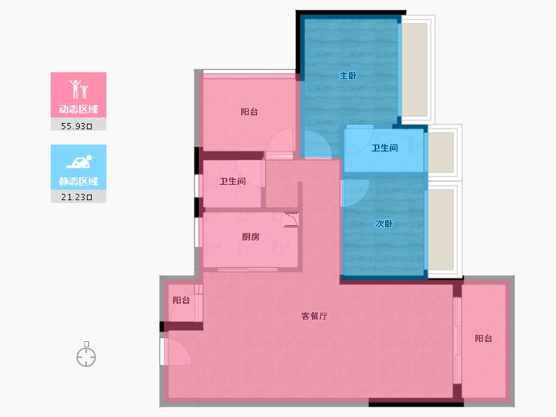 广东省-惠州市-龙光玖榕府-68.51-户型库-动静分区