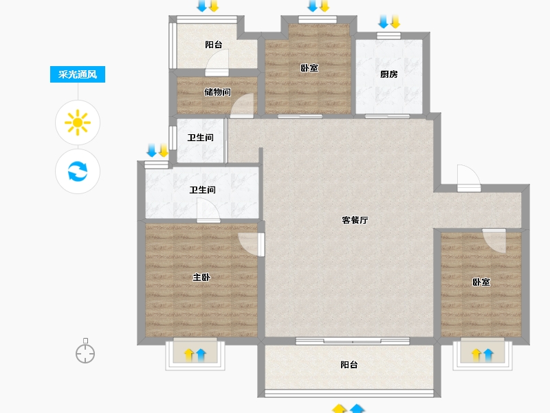 江苏省-镇江市-碧桂园柏悦华府-110.40-户型库-采光通风