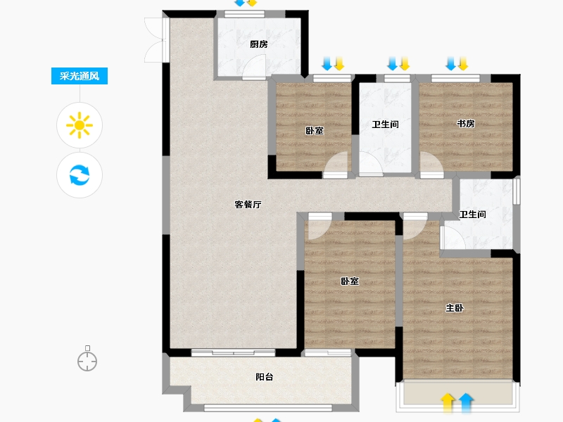 河南省-洛阳市-江山名邸-114.41-户型库-采光通风