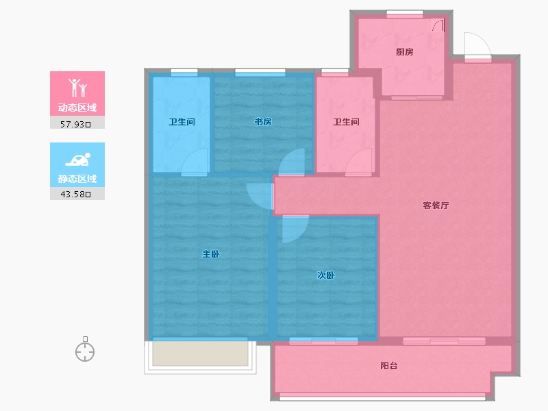 山东省-青岛市-佳源双子星城-92.27-户型库-动静分区