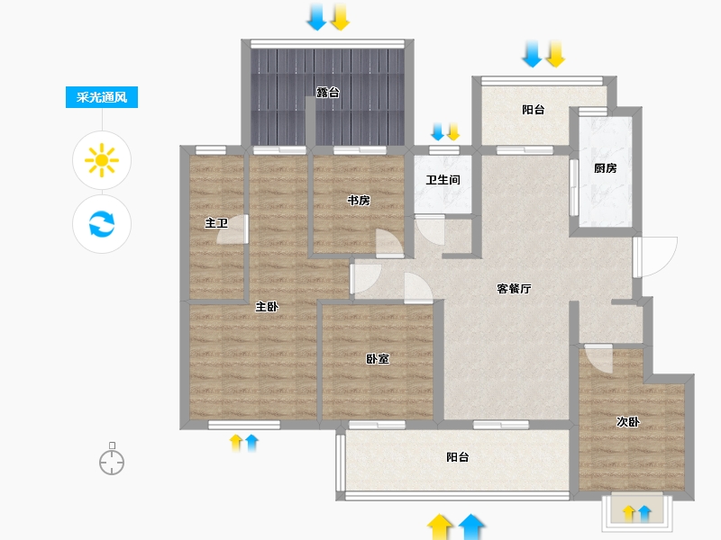 浙江省-金华市-花样年大溪谷-110.50-户型库-采光通风