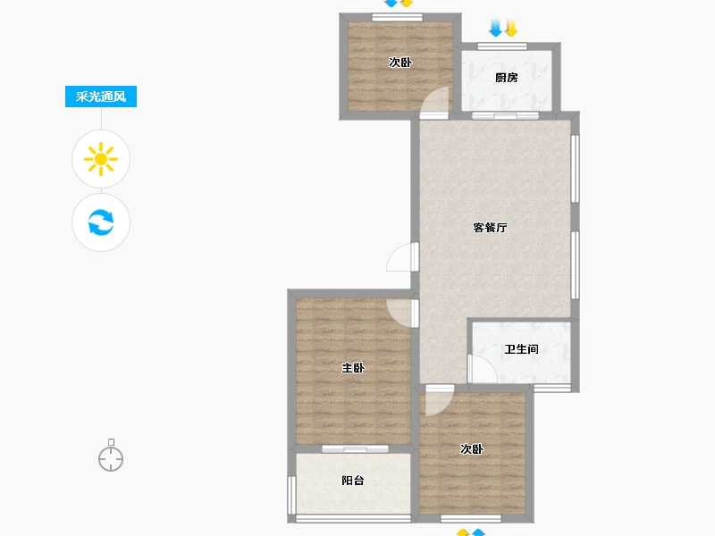 江苏省-镇江市-天怡·南郡-89.96-户型库-采光通风