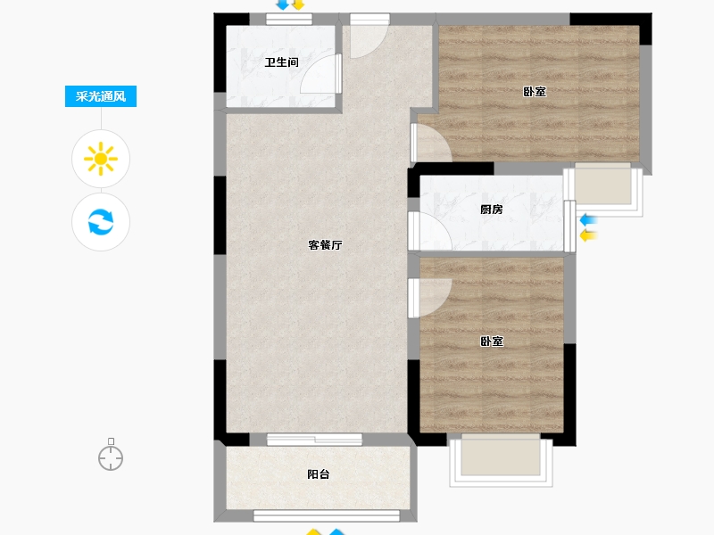 河南省-洛阳市-文兴书苑-62.76-户型库-采光通风