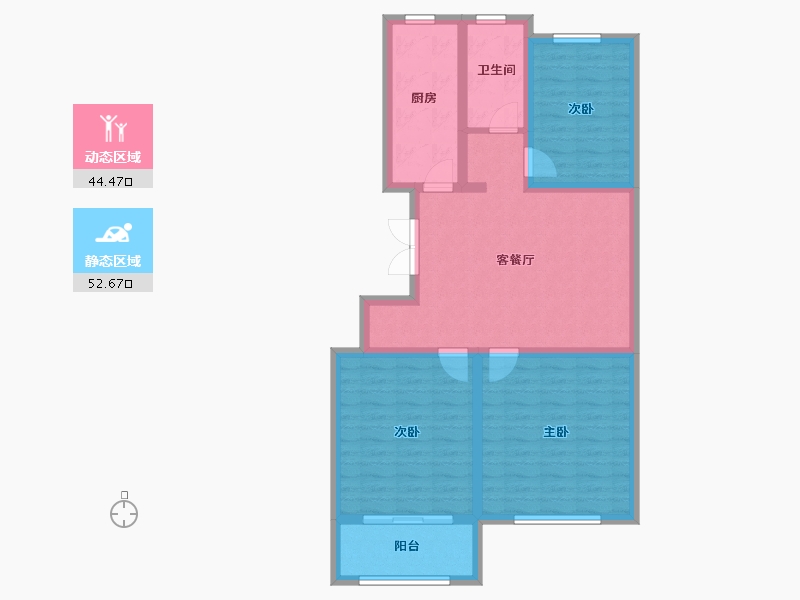 山东省-潍坊市-金庆·御花园-86.59-户型库-动静分区