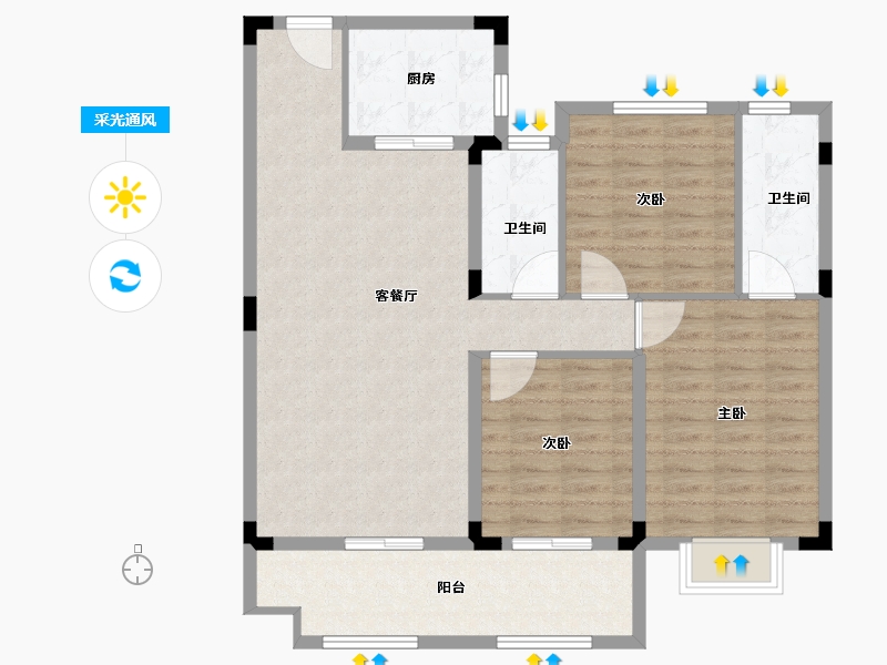 河南省-驻马店市-碧桂园天御府-99.36-户型库-采光通风