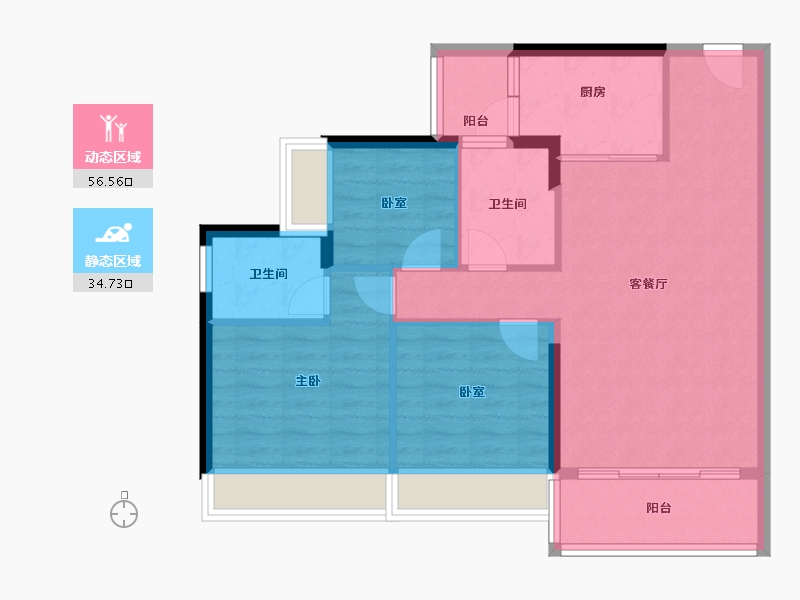 广东省-惠州市-碧桂园南站新城-82.26-户型库-动静分区