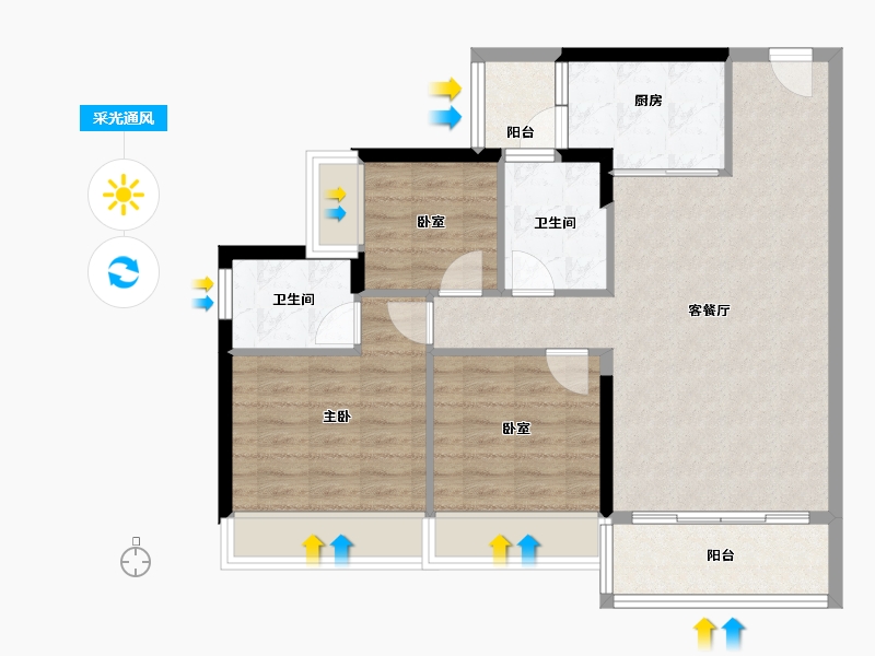 广东省-惠州市-碧桂园南站新城-82.26-户型库-采光通风