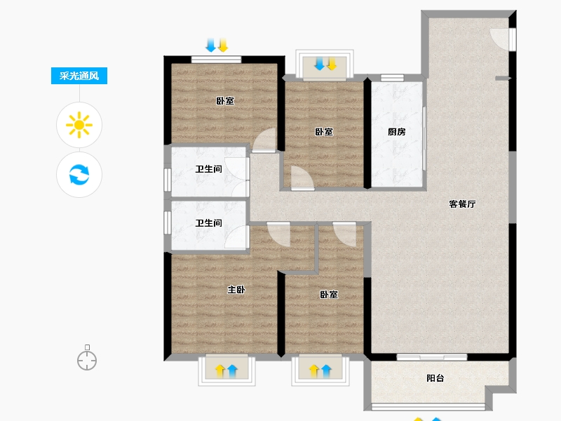 江苏省-镇江市-碧桂园·云顶-116.00-户型库-采光通风