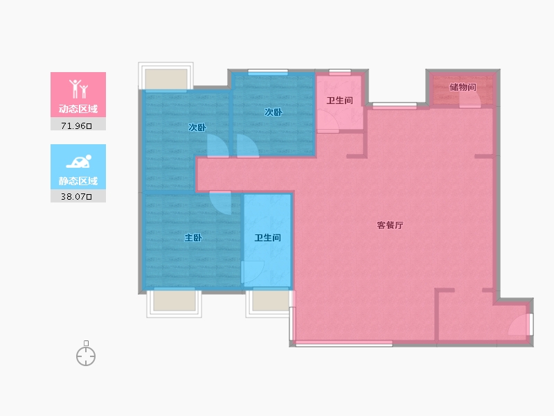 四川省-成都市-鹭湖宫-98.00-户型库-动静分区