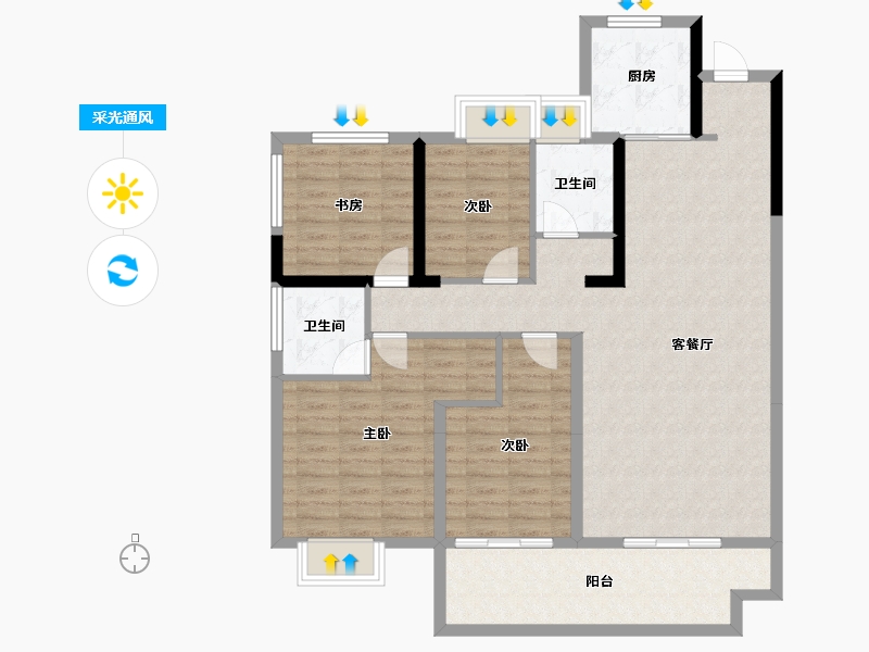 江苏省-镇江市-海伦堡协信峰汇苑·悦邻-113.30-户型库-采光通风