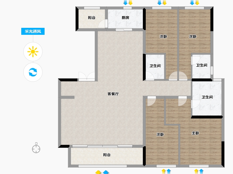 云南省-昆明市-融创九雲府-173.60-户型库-采光通风