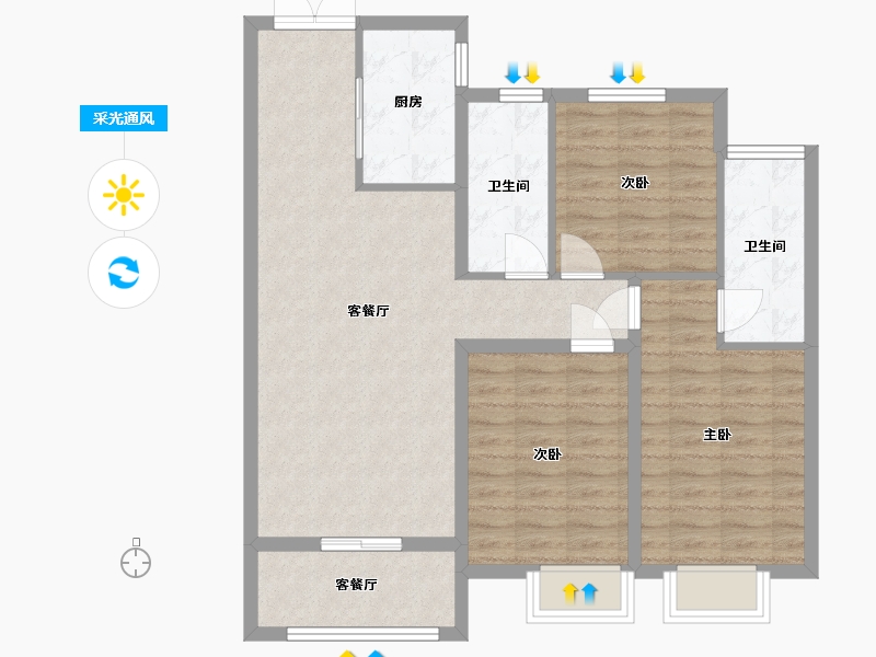 河北省-邢台市-金海花园-90.00-户型库-采光通风