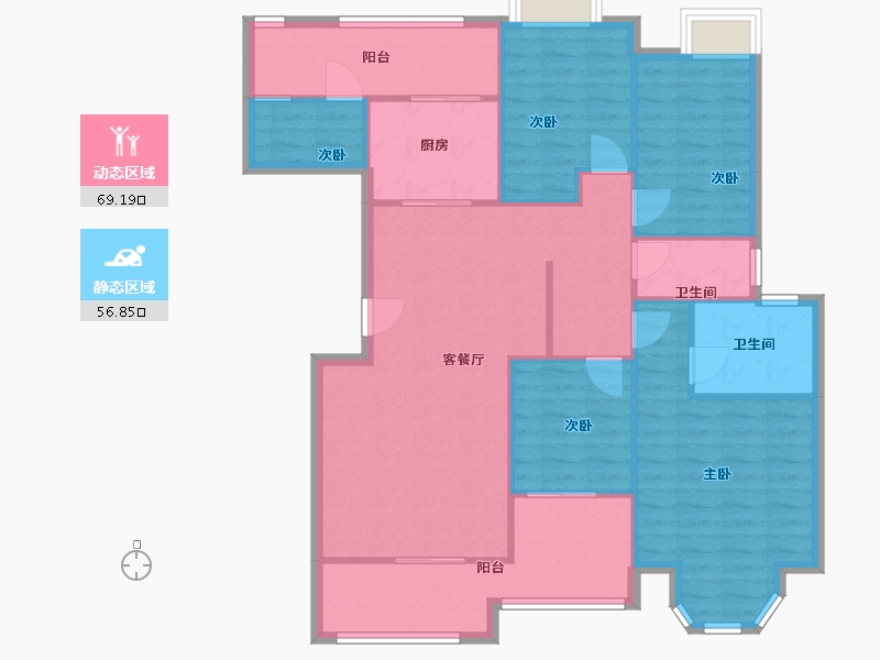 广东省-江门市-珠江帝景湾-128.43-户型库-动静分区