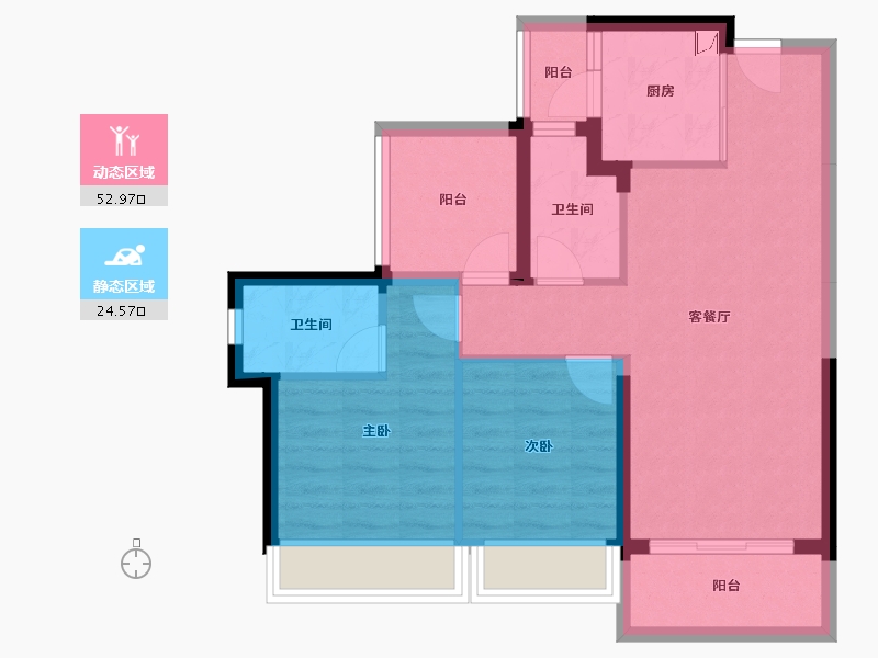 广东省-惠州市-龙光玖瑞府-68.60-户型库-动静分区