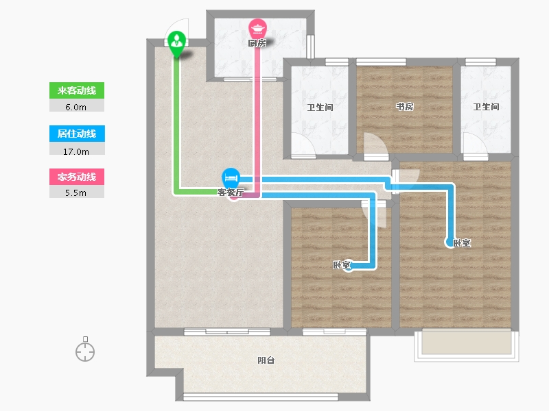 河南省-洛阳市-江山名邸-107.05-户型库-动静线