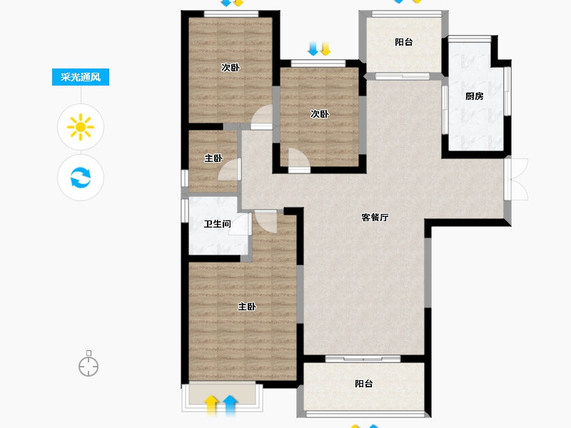 河南省-洛阳市-建业龙城-118.03-户型库-采光通风