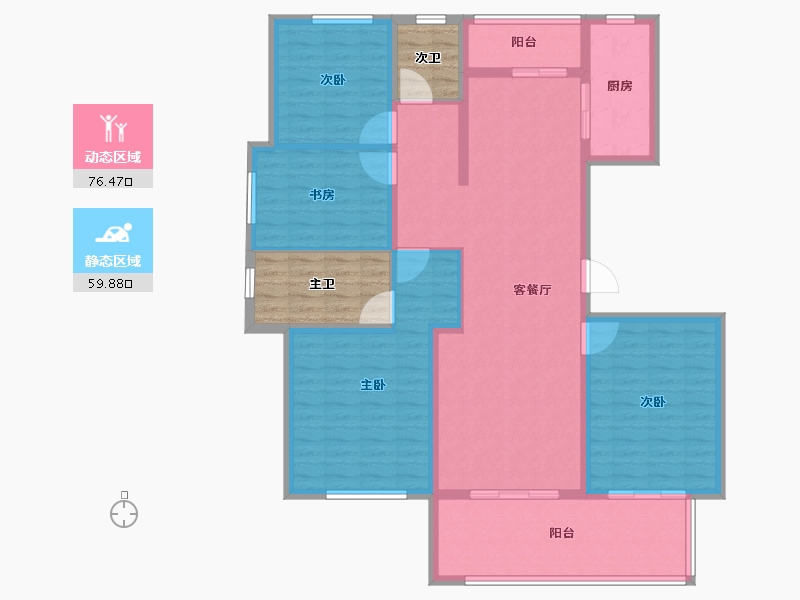 江苏省-镇江市-天怡·南郡-134.19-户型库-动静分区