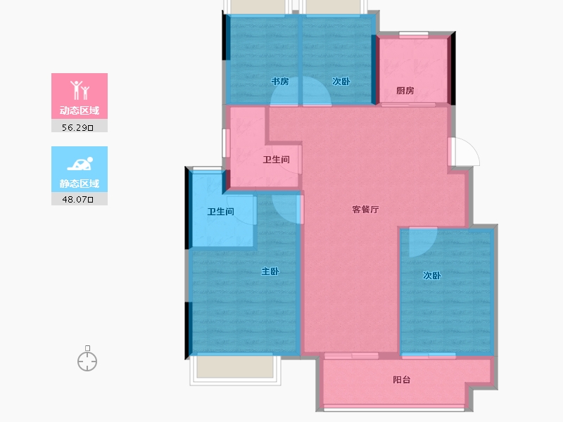 江苏省-宿迁市-卓越华耀时代-94.40-户型库-动静分区