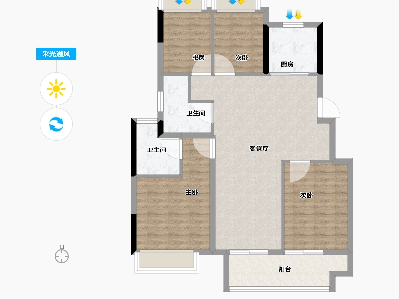 江苏省-宿迁市-卓越华耀时代-94.40-户型库-采光通风