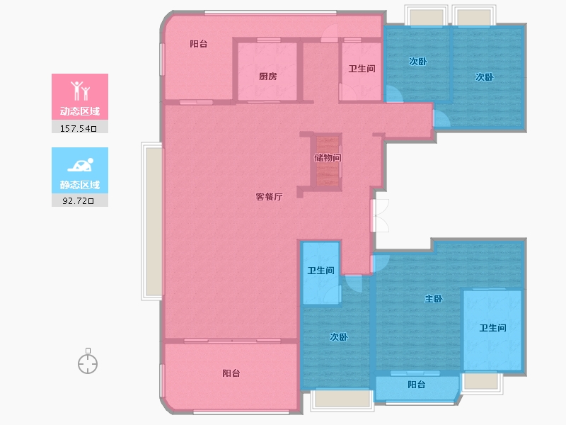 云南省-昆明市-龙江金茂府-228.82-户型库-动静分区