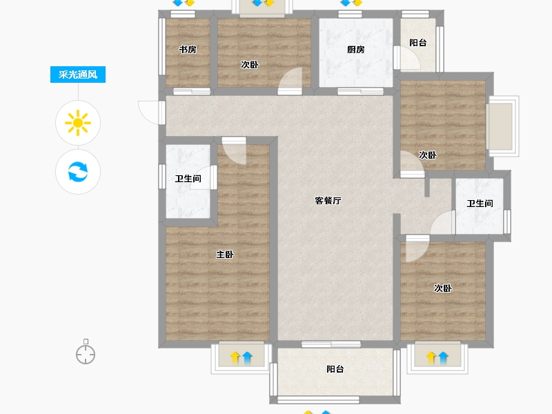 云南省-昆明市-筑友双河湾-104.22-户型库-采光通风