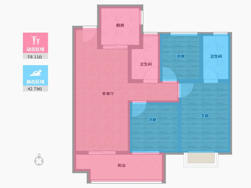 江苏省-宿迁市-卓越华耀时代-89.61-户型库-动静分区