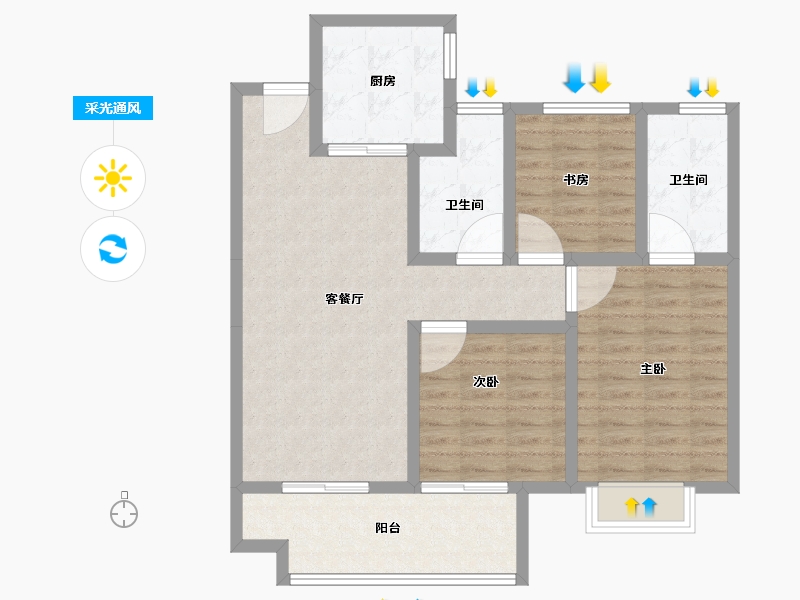 江苏省-宿迁市-卓越华耀时代-89.61-户型库-采光通风