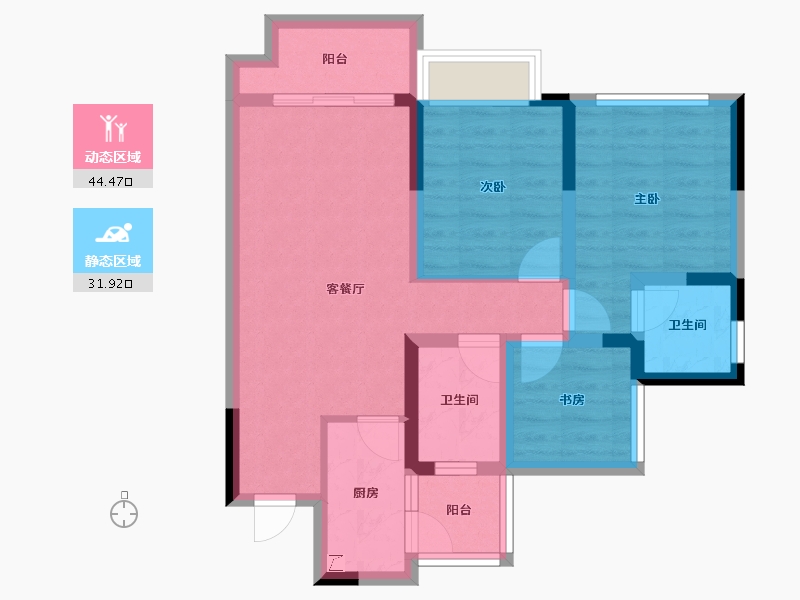 四川省-宜宾市-绿地宜宾城际空间站-66.16-户型库-动静分区