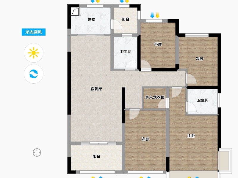 江苏省-苏州市-福兴华府-124.00-户型库-采光通风