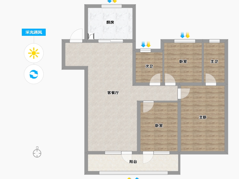 山东省-潍坊市-融创融公馆-96.03-户型库-采光通风