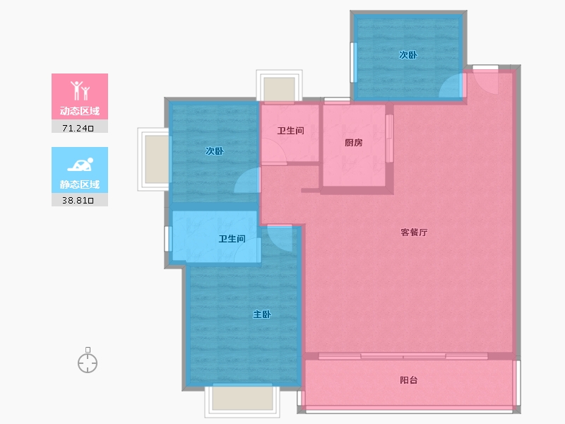 云南省-昆明市-筑友双河湾-99.84-户型库-动静分区