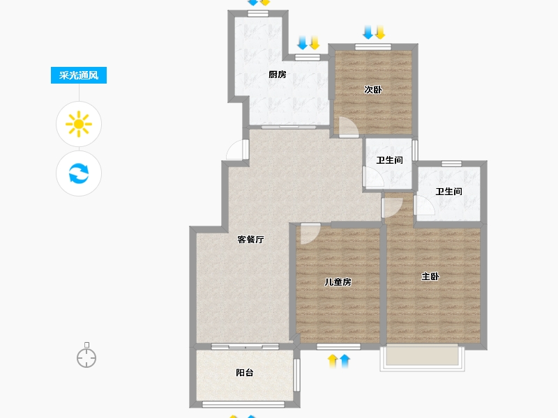 湖北省-黄石市-中冶黄石公园-108.00-户型库-采光通风