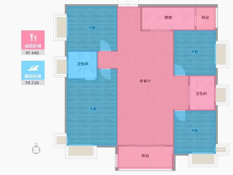 四川省-成都市-鹭湖宫-116.00-户型库-动静分区