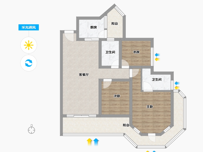 四川省-成都市-中德英伦世邦-81.60-户型库-采光通风