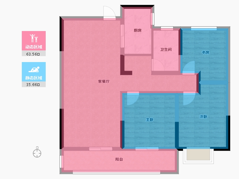 甘肃省-平凉市-崇信县芮溪文园B区住宅小区-88.03-户型库-动静分区