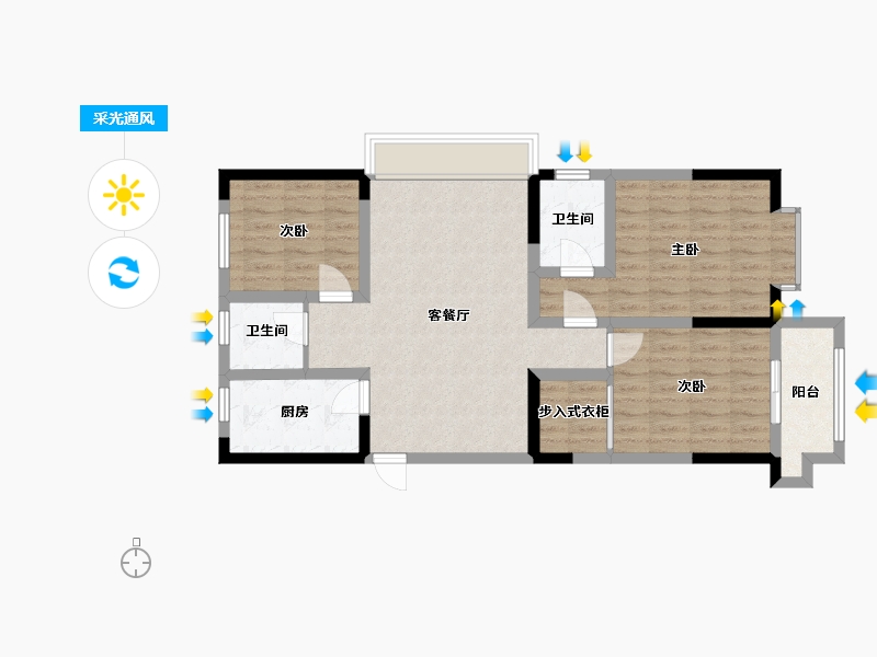 河北省-保定市-紫竹苑-90.00-户型库-采光通风