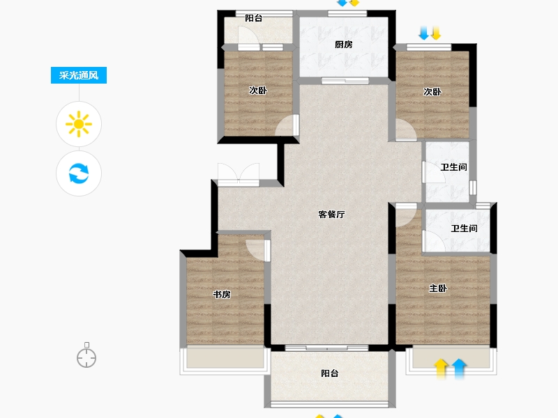 河南省-洛阳市-银隆·同心湖畔-110.41-户型库-采光通风