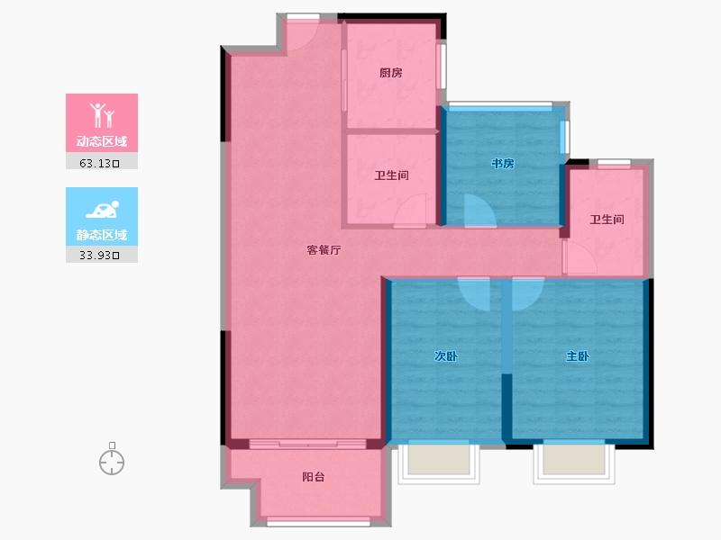 江苏省-镇江市-海伦堡协信峰汇苑·悦邻-87.01-户型库-动静分区