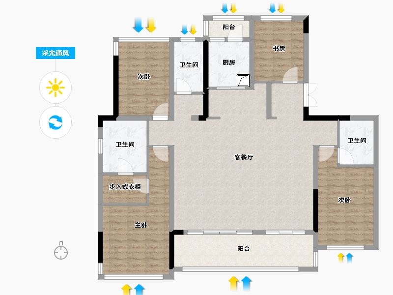 四川省-成都市-中粮武侯瑞府-142.15-户型库-采光通风