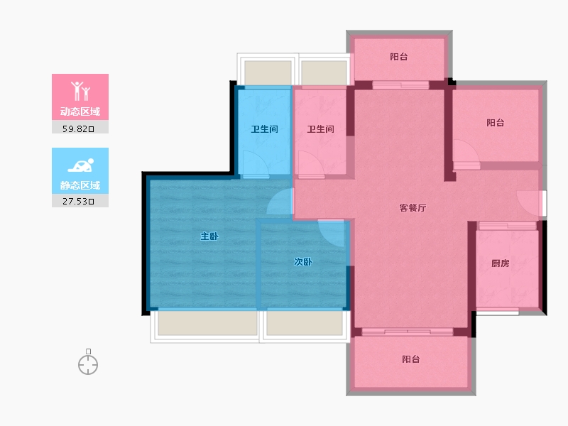 广东省-惠州市-佳兆业东江熙园-77.60-户型库-动静分区