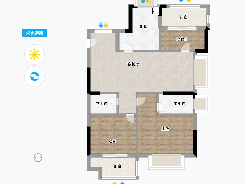 福建省-福州市-福州·高新区·乌龙江南大道83号-69.00-户型库-采光通风