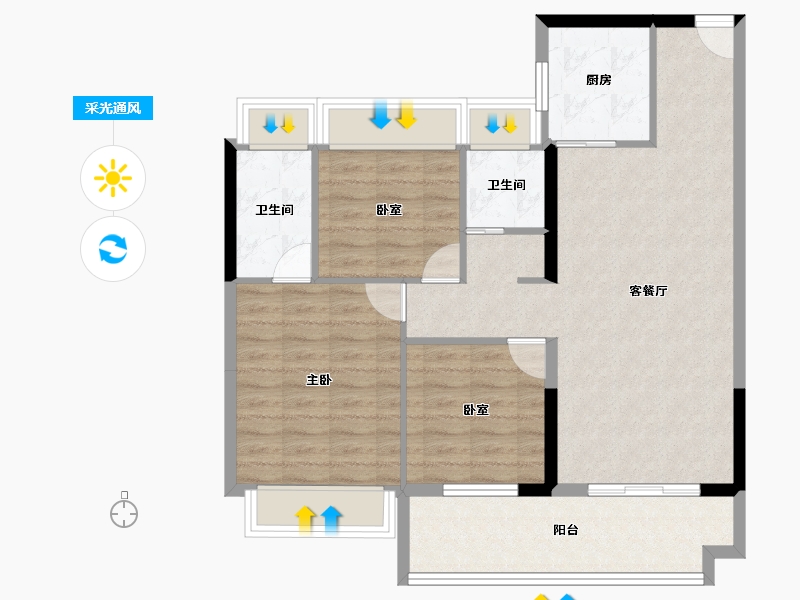 湖北省-襄阳市-南漳碧桂园-88.00-户型库-采光通风