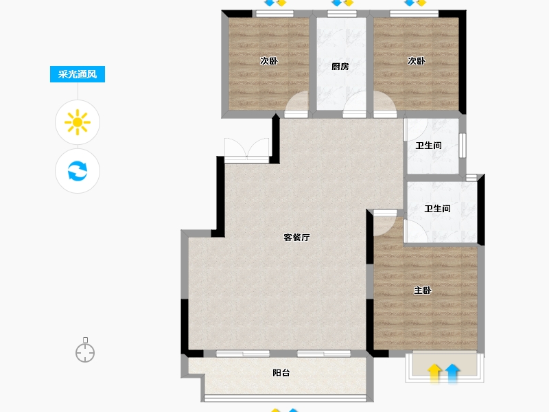 河南省-洛阳市-香麓湾-95.32-户型库-采光通风