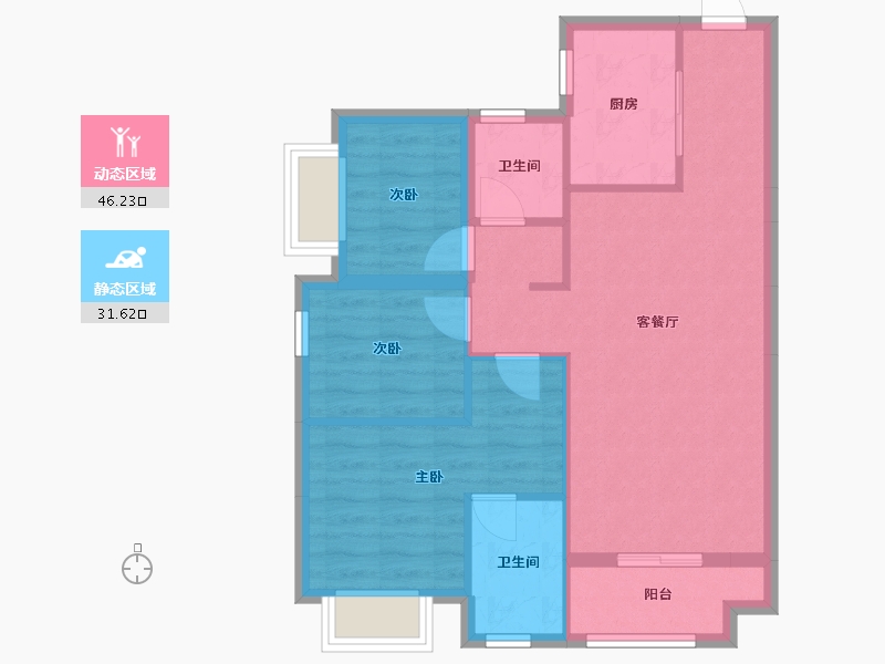 广东省-佛山市-碧桂园锦泷湾-73.00-户型库-动静分区