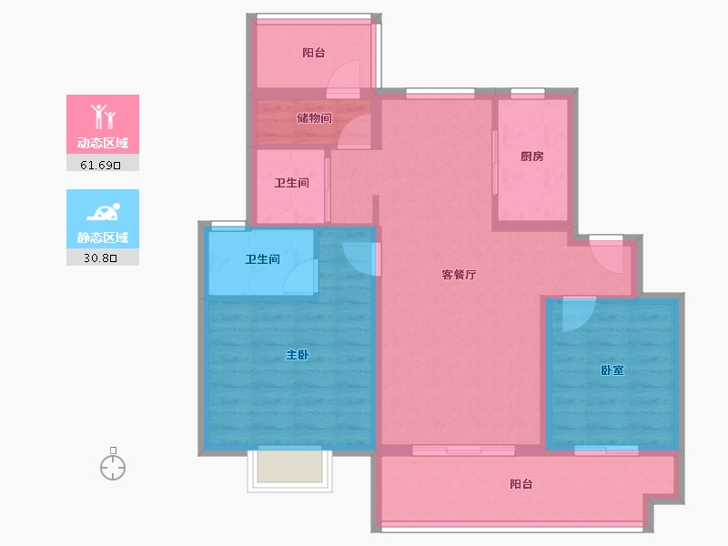 江苏省-镇江市-碧桂园柏悦华府-82.40-户型库-动静分区