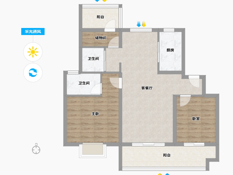 江苏省-镇江市-碧桂园柏悦华府-82.40-户型库-采光通风