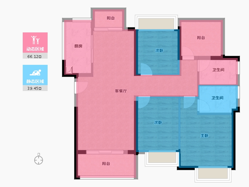 广东省-惠州市-佳兆业龙溪璞园-94.40-户型库-动静分区