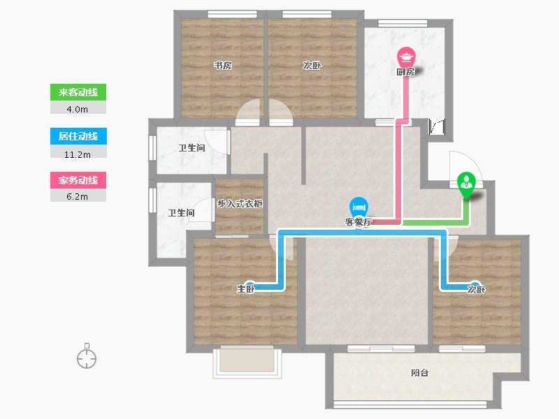 山东省-潍坊市-蓝城清风明月清风苑-104.39-户型库-动静线